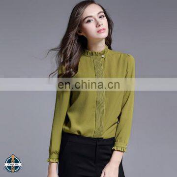 T-WSS001 Custom Fashion Chiffon Tucking Office Women Shirt