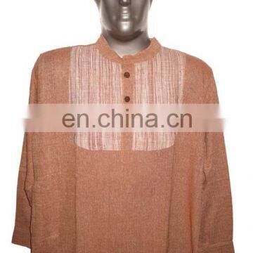 Full Sleeve Short Khadi Yoga Kurta, Size : Chest 46 x Height 30 Inches (medium). photo-3