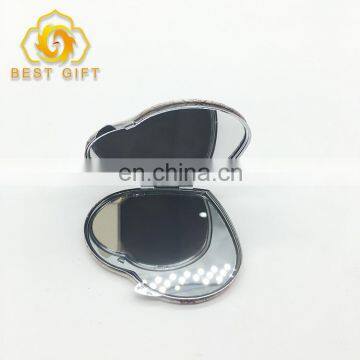 Customized Heart Shape Metal Mirror With Leather