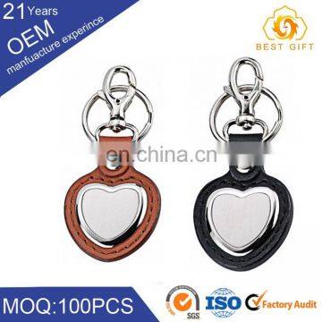 Cheap custom metal logo leather auto keychain for business promotion