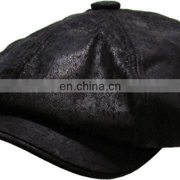 Genuine Leather Mens Ivy Hat Golf Driving Ascot Flat Cabbie Newsboy photo-3