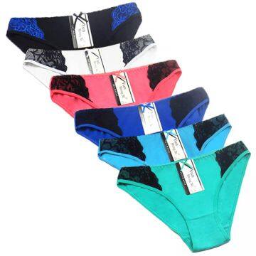 Yun Meng Ni Wholesale Underwear Fancy Black Lace on Sides Soft Cotton Women Daily Panties photo-2