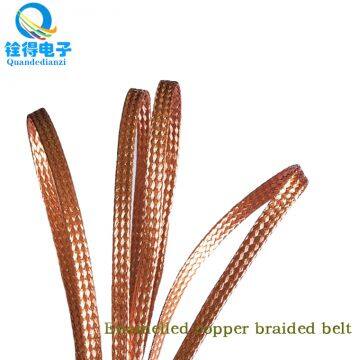 We can supply 8MM flat wire width enameled copper braid belt red copper braid belt