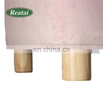 Reatai Modern Pink Velvet Leather Long Narrow Wood Bench for Bedroom photo-7