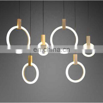 Nordic Indoor Lighting Modern Acrylic Round Ring LED Metal Light Pendant Lamp photo-3