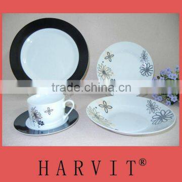 Black And White Flower Pattern Decorative Cookware Dinner Set  Wholesale