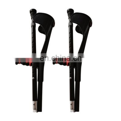 Eco-rubber handle height adjustable black aluminum foldable elbow crutches