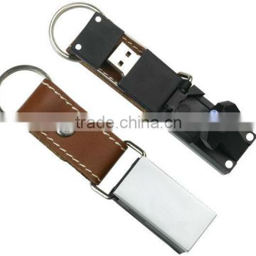 Cheap Leather Key Shaped USB Flash Drive with Light1-64GB