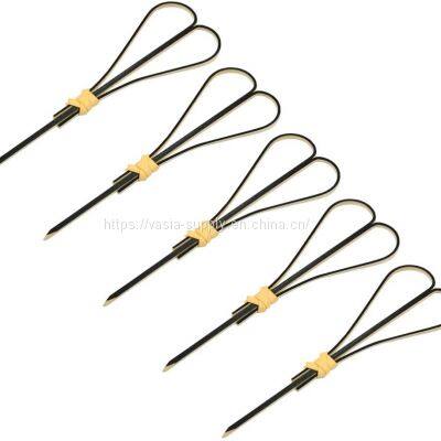 Cocktail Picks Bamboo Scissors Shaped 10cm Fancy Cocktail Sticks Christmas Festival Birthday Wedding Party Supplies(Black)