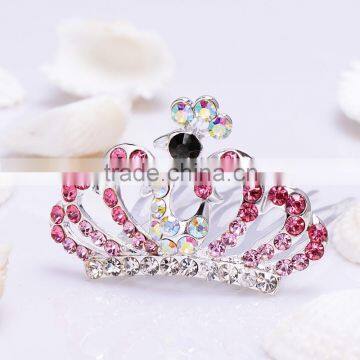 Fashion crystal Rhinestone baby kids princess Birthday party girl women hair comb gift tiara crown FZZ-048 Size 7*4.5