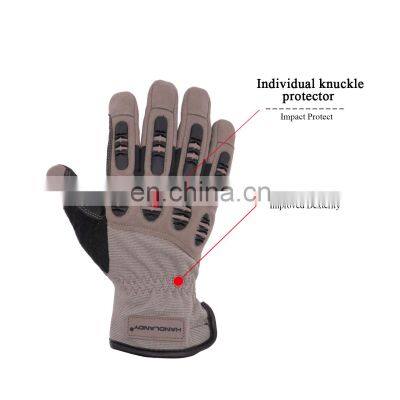 HANDLANDY Synthetic Palm Foam Padded Protective Safety Outdoor Motorcycle Gloves,Silicone Coating Mechanic Impact Gloves