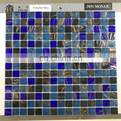 golden line purple and blue color hot-melting swimming pool mosaic splash back glass mosaics tiles bathroom mosaic tiles