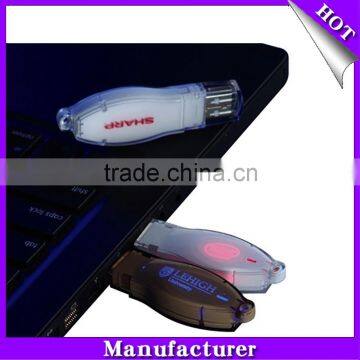 2016 bulk laser logo engraved promotion led light usb flash drive with capacity 1gb 2gb 4gb 8gb 16gb 32gb capacity