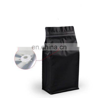 Gravure printing plastic aluminum foil coffee bean pouch zipper packaging black stand up bag with valve