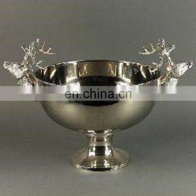 deer handle nickle plated antique wine bucket