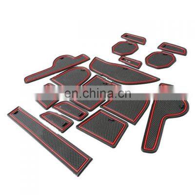 Door Gate Slot Mat Pads Cup Pads Red 16pcs for Jeep Wrangler JK