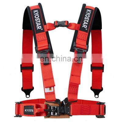 4 point red racing harness seat belt with shoulder pad