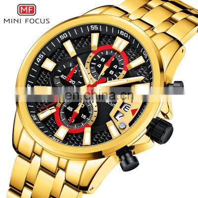 Mini Focus MF0352G Big Screen Chronograph Quartz Watches Luxury Water Proof Mens Watch Gift Set