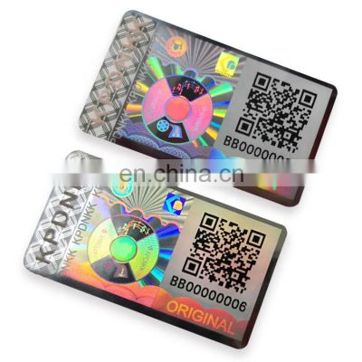 3D Custom QR Code Serial Number Hologram Sticker / Holographic Tamper Evident Security Label