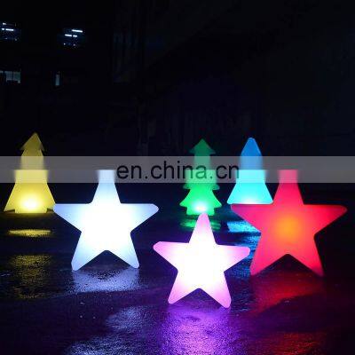 led solar outdoor Christmas tree /rechargeable Christmas holiday PE plastic led tree star snow garden solar decoration lights