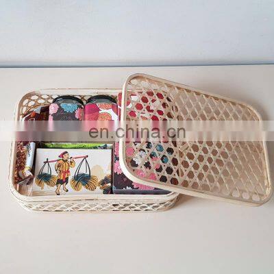 Traditional Hot Sale Rectangle Cake Moon Woven Bamboo Gift Box, Woven Storage basket Wholesale Made in Vietnam