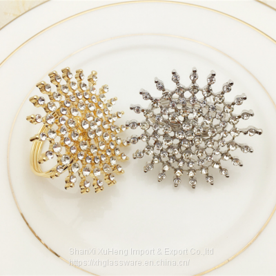 Beaded Round Flower Napkin Rings For Wedding Party Banquet