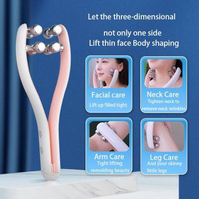 Dual-Action Beauty Facial Roller Massager With V-Shape Lifting Slimming Chin Care Electric EMS Massaging Belt Personal Skin Care photo-2