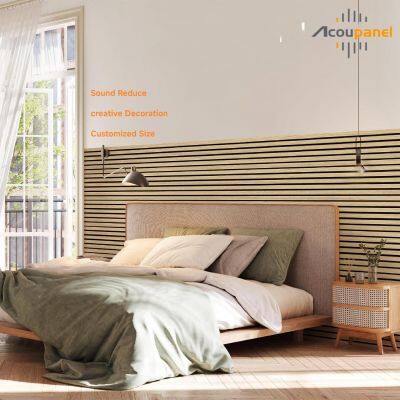 Acoustic Wooden Veneer Surface Slat Decor Wall Panels for Modern Living Room Bedroom Apartment Wall Decoration photo-4