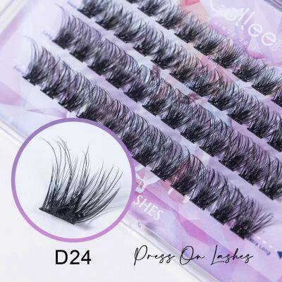 Glue-free Synthetic Home Self-adhesive Eyelashes Handmade DIY Press Adhesive Cluster Lashes Glossy Fine Band Eyelash photo-2