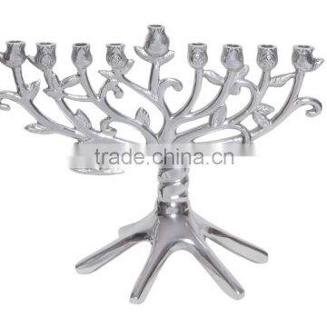 Jerusalam silver candelabras candle holder with nickel finish , menorah candlestick holder and handicraft menorah candle holder