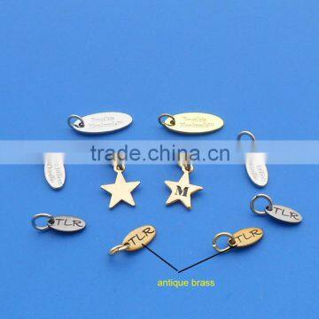 Letter Engraved Metal Charms Pendants Custom Made Jewelry Tag-oval Shape