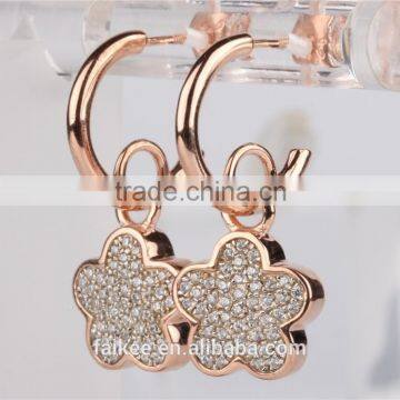Wholesale Fashion Lady's Jewelry 925 Sterling Silver Earring Gold Plated Wax Micro Pave Setting Earring photo-2