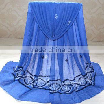 Wholesale Embroidery Design Fashion Ladies Cotton Scarf Shawl