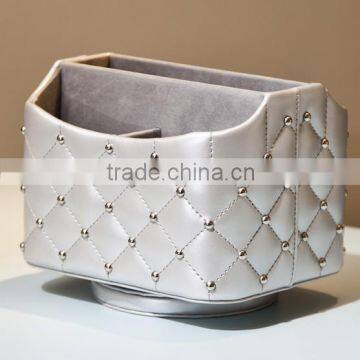 White Creative Leather storage box High Quality Remote Control Storage Box