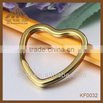 Big Gold Plated Heart Shaped Key Chain Split Rings