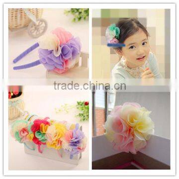 New style baby pretty chiffon flower Headband girl flower hairband Toddler plastic Headband wh-1832