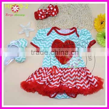 Lovely Baby Red Heart Chevron Bodysuit Pettiskirt