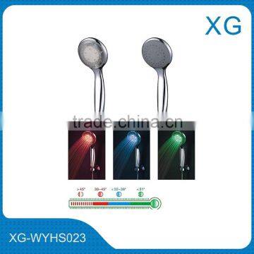 LED shower head/ABS chromed temperature controlled led color change hand shower head