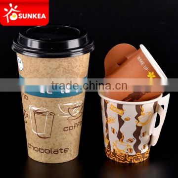 4oz 7oz 9oz disposable hot drink paper cup with handle