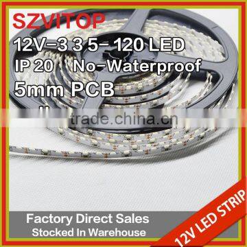 SV16.4ft 5M 335 SMD LED Side View yellow Light Strip 600 LED 120 Leds/M no-Waterproof DC 12V 5mm PCB