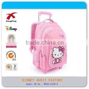 Trolley School Bag for Girls Cute Cartoon Kitty Backpack