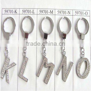 fashion zinc alloy rhinestone letter keychain