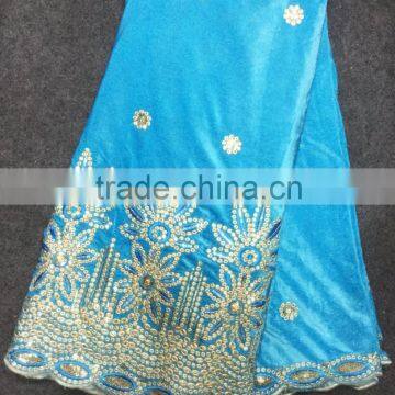 High Quality Velvet Evening Dresses With Lace Pictures African Velvet Lace Fabric photo-3