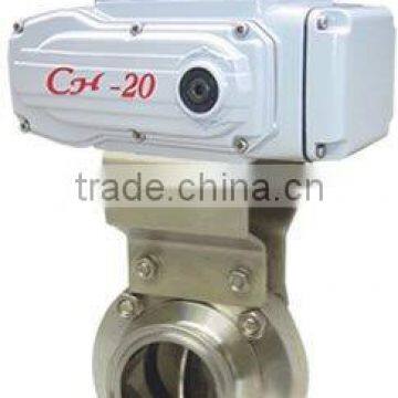 DIN sanitary Butterfly valve with ss electric actuator