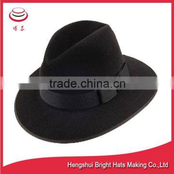 Wide Brim Hamburer Hat Black Felt Hat With Wool