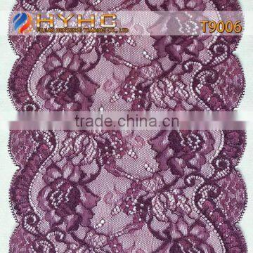 Wholesale Bulk High Quality Nylon/Spandex Stretch Lace Trim T9006