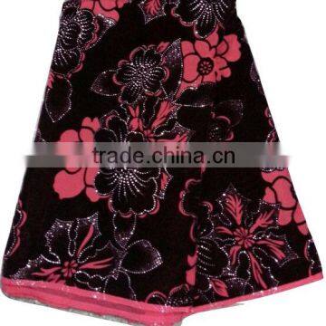 Newest velvet with embroidery stone lace fabric CL9243-6