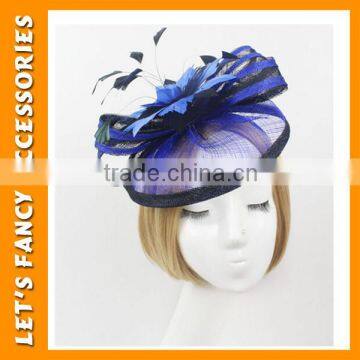 PGHD0652 Bridal Design Satin Flower Headband With Veil Fascinator Hair Decoration photo-2