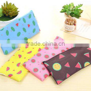 Promotion fruit watermelon print plain canvas pencil case with low price