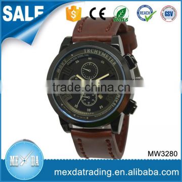 Man current brown genuine strap japanese quartz movement watches